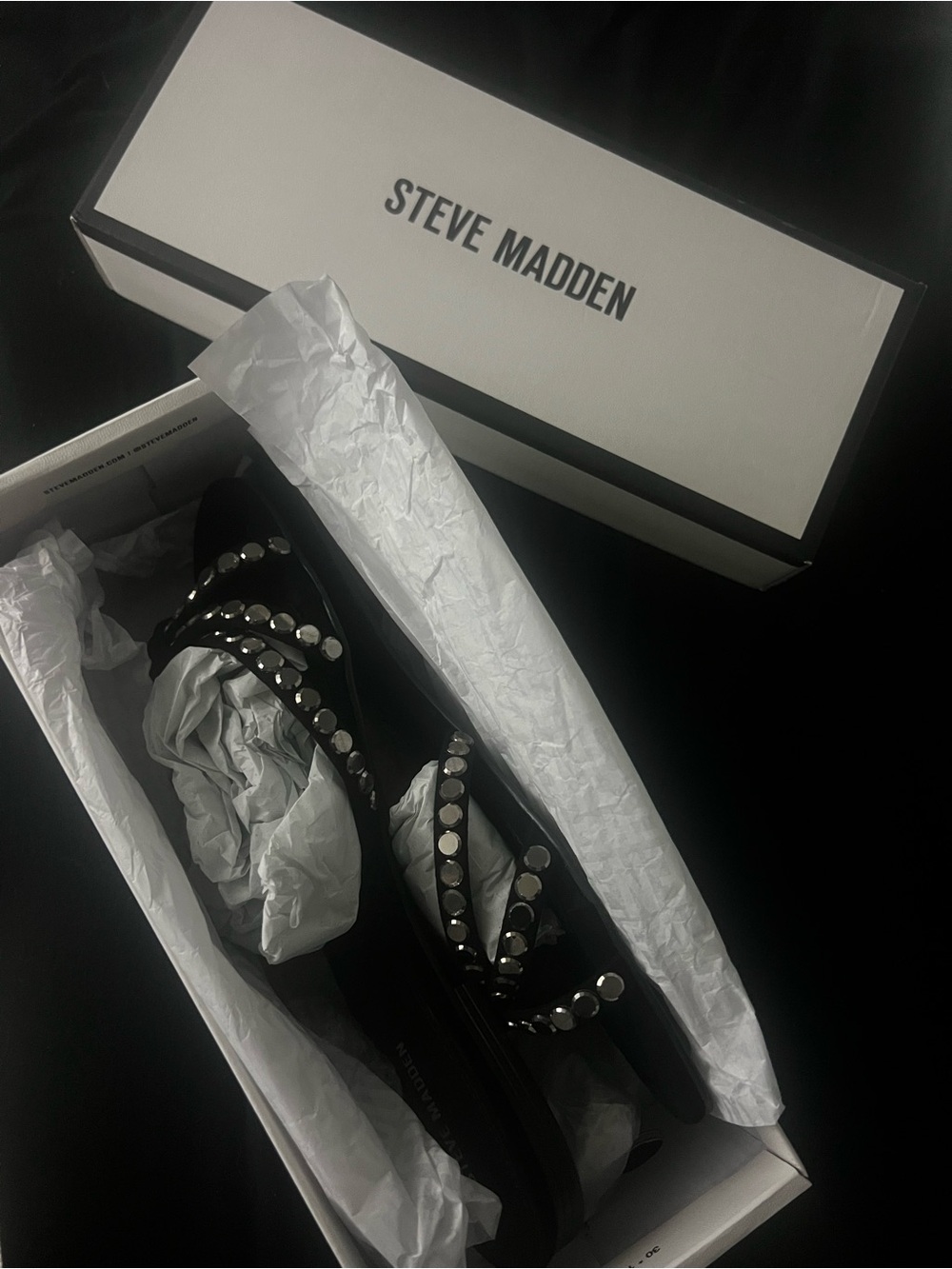 Steve Madden Black Studded Slip-On Loafers